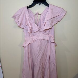 Cotton Candy Light Pink Ruffled Backless Dress